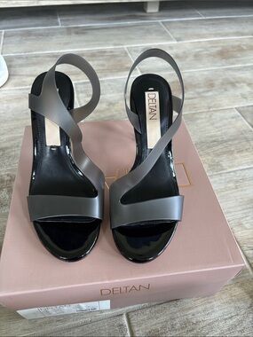 Deltan Women's Gray Twist Slingback Heels